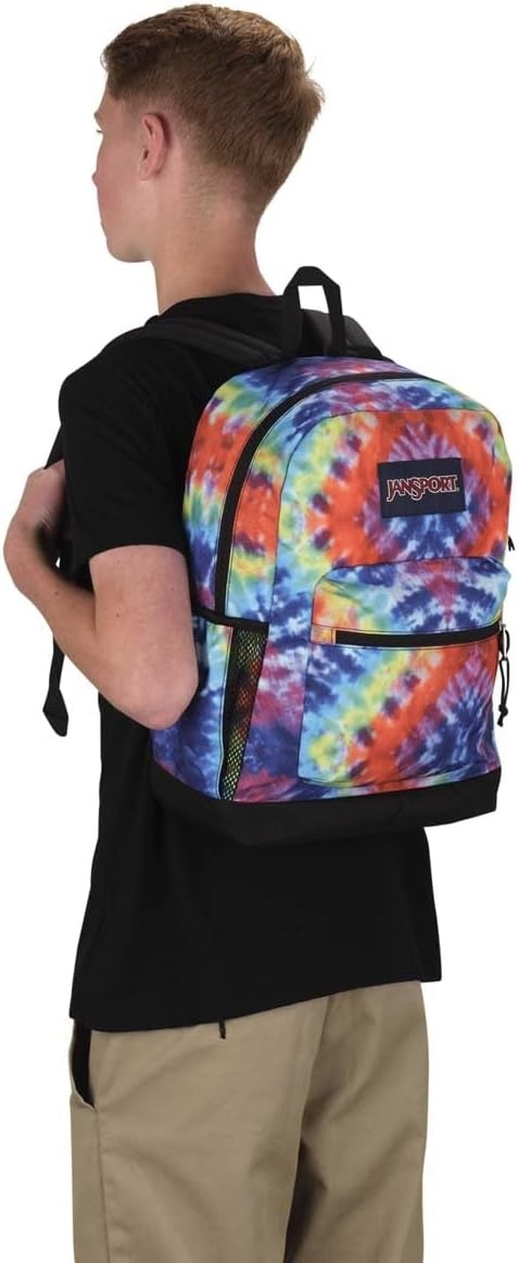 image:imageJanSport Cross Town Plus Backpack Large Main Compartment Side Water Bottle Pocket 15Inch Padded Laptop Sleeve Emerald PoolRedMulti Hippie Days