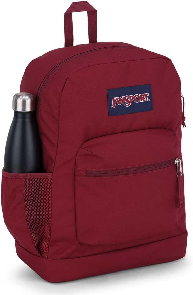 image:imageJanSport Cross Town Plus Backpack Large Main Compartment Side Water Bottle Pocket 15Inch Padded Laptop Sleeve Emerald PoolRusset Red