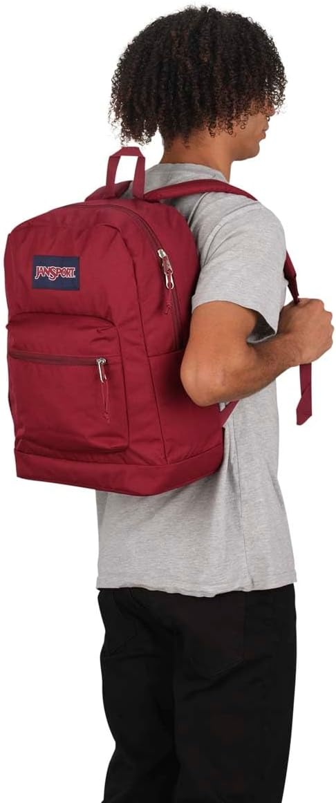 image:imageJanSport Cross Town Plus Backpack Large Main Compartment Side Water Bottle Pocket 15Inch Padded Laptop Sleeve Emerald PoolRusset Red