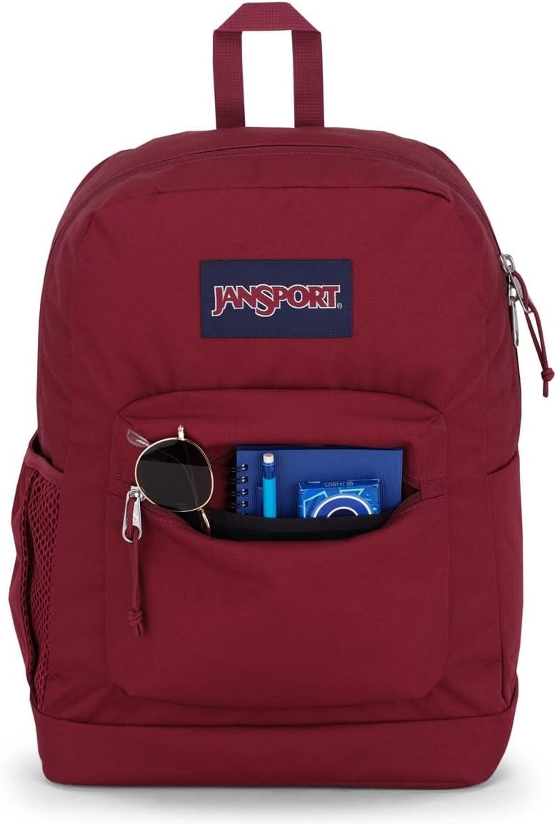 image:imageJanSport Cross Town Plus Backpack Large Main Compartment Side Water Bottle Pocket 15Inch Padded Laptop Sleeve Emerald PoolRusset Red