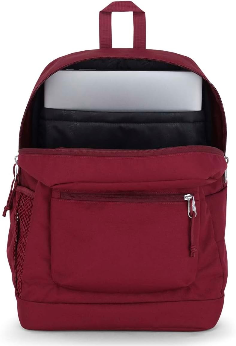 image:imageJanSport Cross Town Plus Backpack Large Main Compartment Side Water Bottle Pocket 15Inch Padded Laptop Sleeve Emerald PoolRusset Red