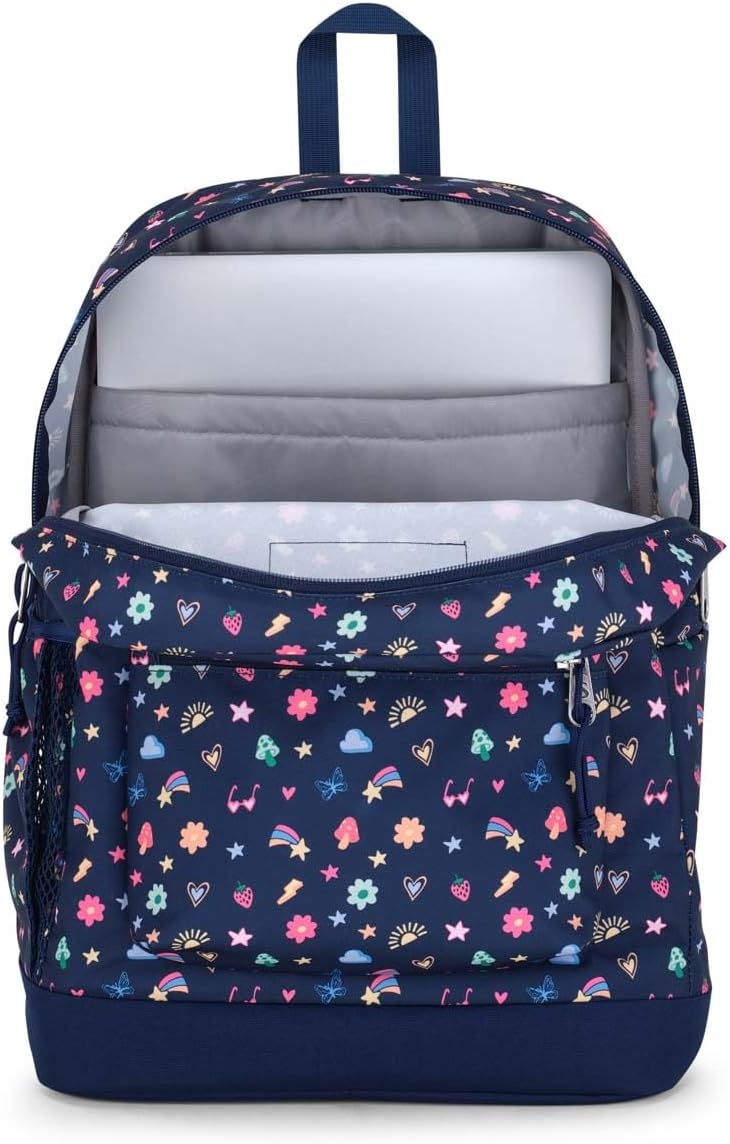 image:imageJanSport Cross Town Plus Backpack Large Main Compartment Side Water Bottle Pocket 15Inch Padded Laptop Sleeve Emerald PoolSlice of Fun