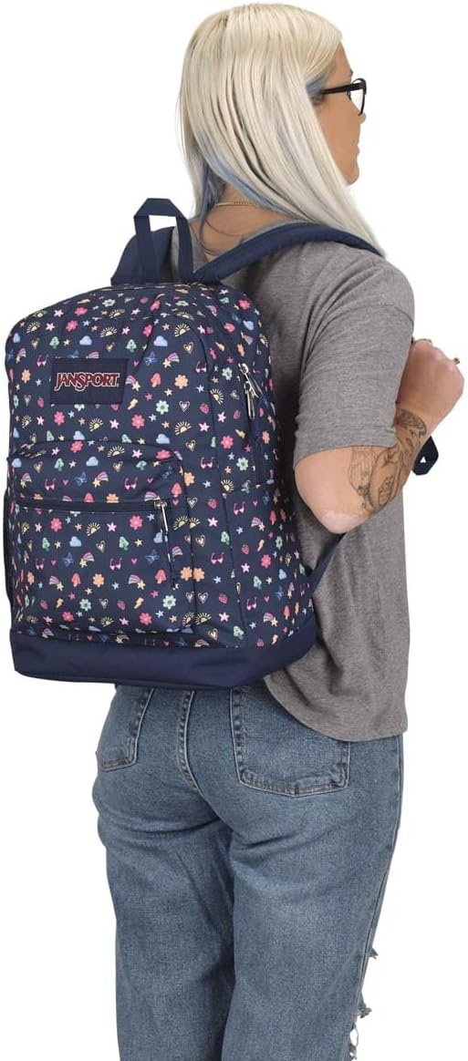 image:imageJanSport Cross Town Plus Backpack Large Main Compartment Side Water Bottle Pocket 15Inch Padded Laptop Sleeve Emerald PoolSlice of Fun