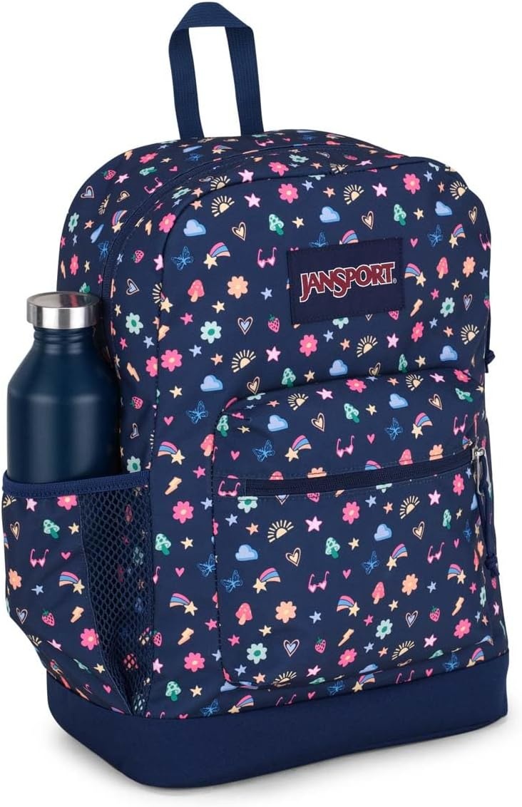 image:imageJanSport Cross Town Plus Backpack Large Main Compartment Side Water Bottle Pocket 15Inch Padded Laptop Sleeve Emerald PoolSlice of Fun
