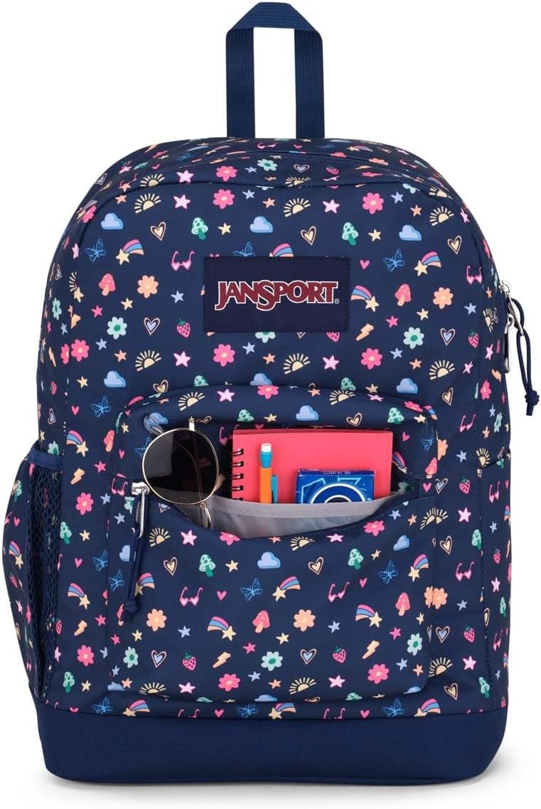 image:imageJanSport Cross Town Plus Backpack Large Main Compartment Side Water Bottle Pocket 15Inch Padded Laptop Sleeve Emerald PoolSlice of Fun