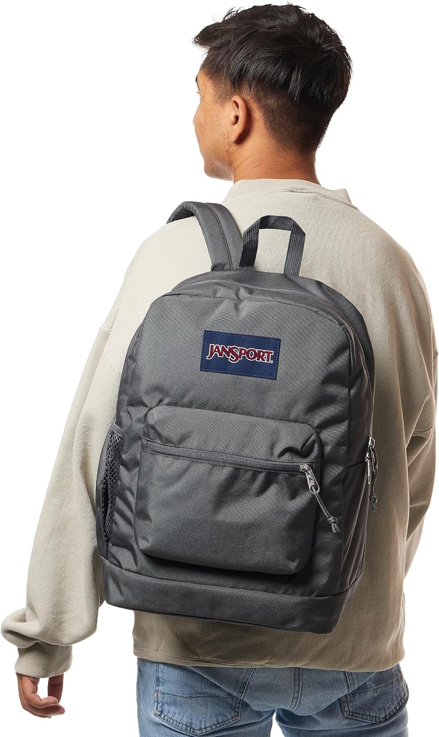 image:imageJanSport Cross Town Plus Backpack Large Main Compartment Side Water Bottle Pocket 15Inch Padded Laptop Sleeve Emerald PoolSmokey Grit