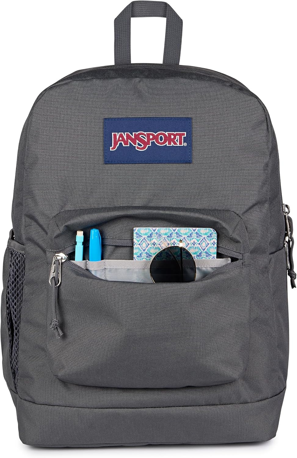 image:imageJanSport Cross Town Plus Backpack Large Main Compartment Side Water Bottle Pocket 15Inch Padded Laptop Sleeve Emerald PoolSmokey Grit