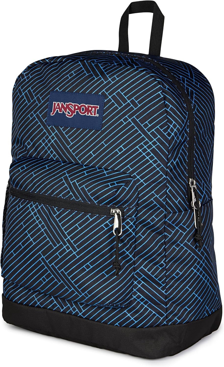 image:imageJanSport Cross Town Plus Backpack Large Main Compartment Side Water Bottle Pocket 15Inch Padded Laptop Sleeve Emerald PoolTeam Stripes BlackBlackAzul