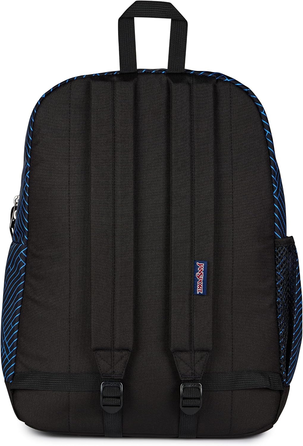 image:imageJanSport Cross Town Plus Backpack Large Main Compartment Side Water Bottle Pocket 15Inch Padded Laptop Sleeve Emerald PoolTeam Stripes BlackBlackAzul