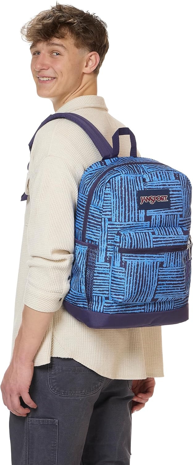 image:imageJanSport Cross Town Plus Backpack Large Main Compartment Side Water Bottle Pocket 15Inch Padded Laptop Sleeve Emerald PoolThreaded