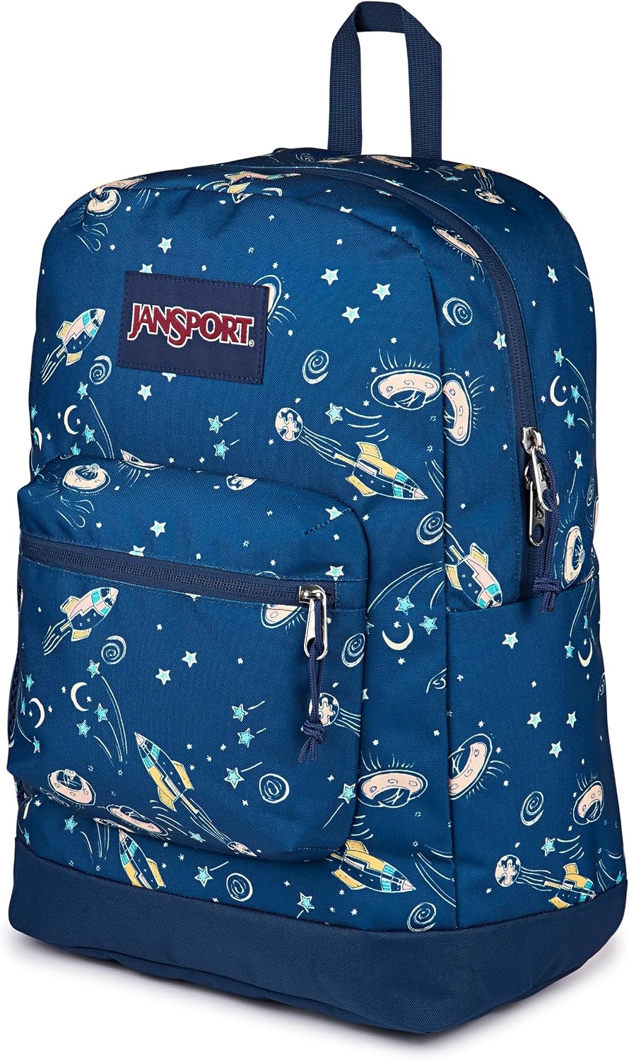 image:imageJanSport Cross Town Plus Backpack Large Main Compartment Side Water Bottle Pocket 15Inch Padded Laptop Sleeve Emerald PoolVortex Voyage