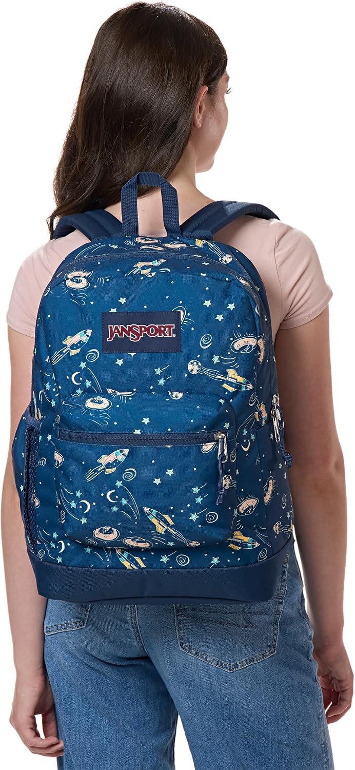 image:imageJanSport Cross Town Plus Backpack Large Main Compartment Side Water Bottle Pocket 15Inch Padded Laptop Sleeve Emerald PoolVortex Voyage