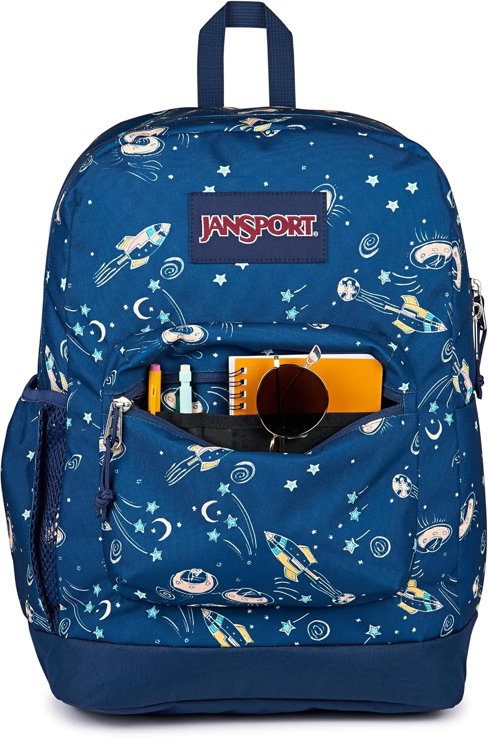 image:imageJanSport Cross Town Plus Backpack Large Main Compartment Side Water Bottle Pocket 15Inch Padded Laptop Sleeve Emerald PoolVortex Voyage