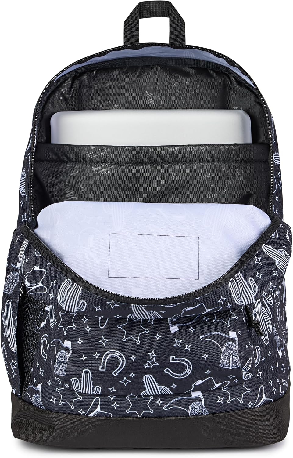 image:imageJanSport Cross Town Plus Backpack Large Main Compartment Side Water Bottle Pocket 15Inch Padded Laptop Sleeve Emerald PoolWild West Escape BlackBlackWhite