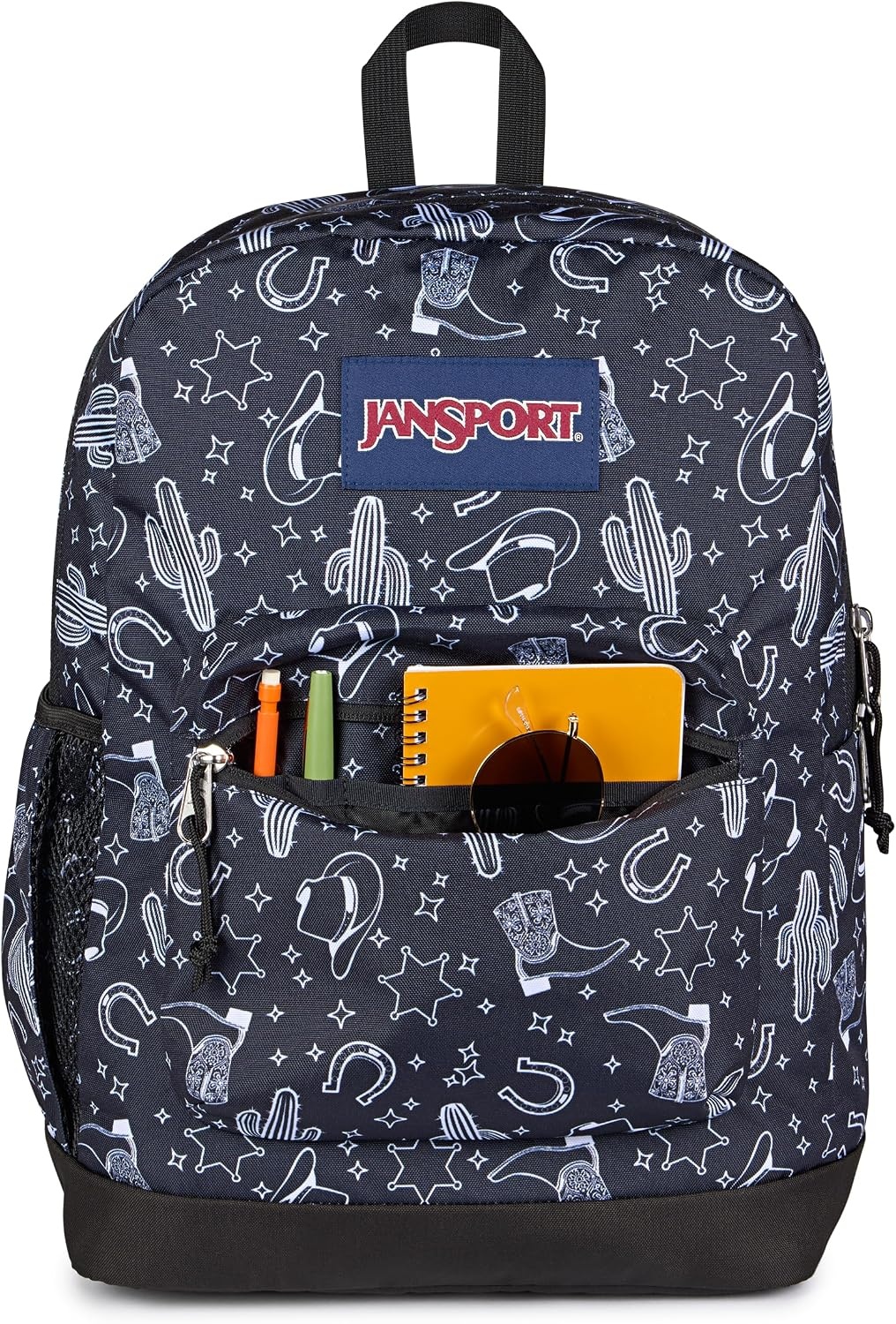 image:imageJanSport Cross Town Plus Backpack Large Main Compartment Side Water Bottle Pocket 15Inch Padded Laptop Sleeve Emerald PoolWild West Escape BlackBlackWhite