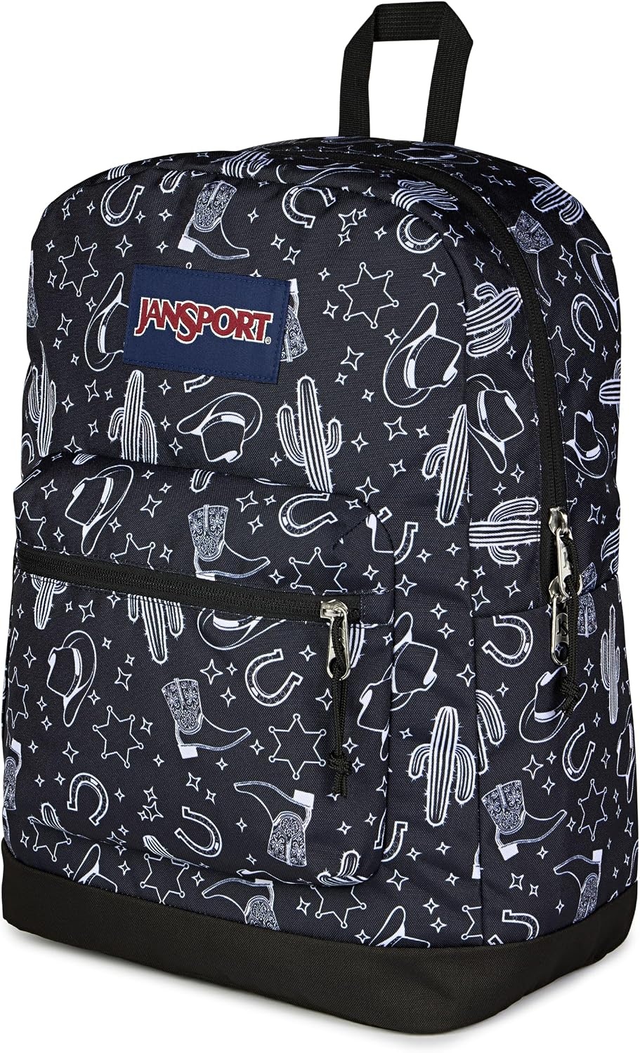 image:imageJanSport Cross Town Plus Backpack Large Main Compartment Side Water Bottle Pocket 15Inch Padded Laptop Sleeve Emerald PoolWild West Escape BlackBlackWhite