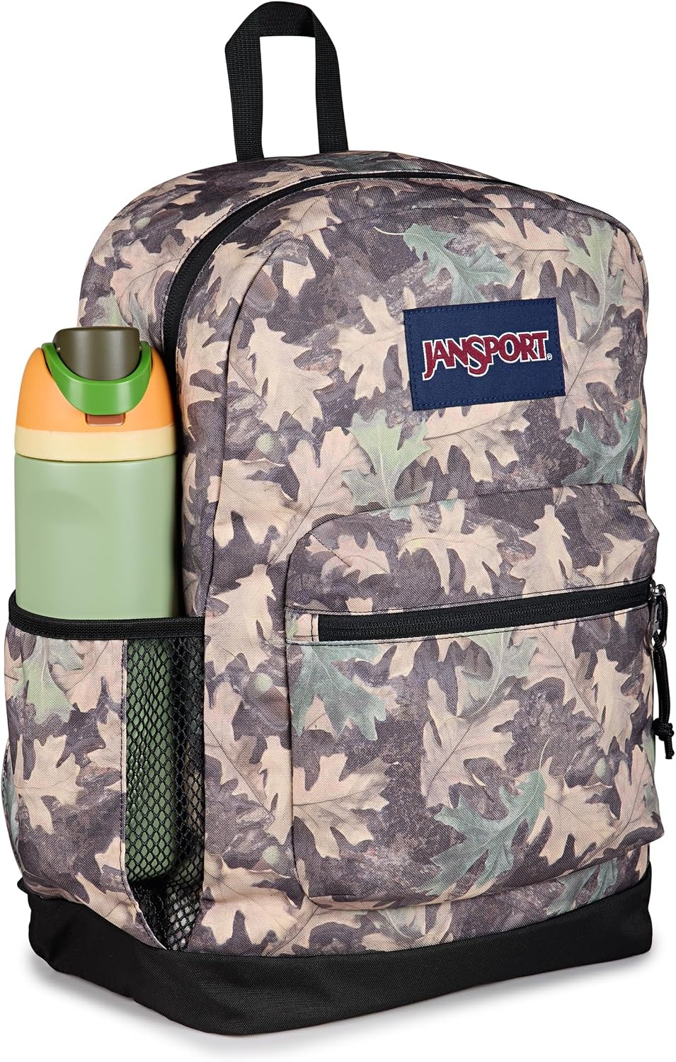 image:imageJanSport Cross Town Plus Backpack Large Main Compartment Side Water Bottle Pocket 15Inch Padded Laptop Sleeve Emerald PoolWoodland Camo GreenGreyCharcoal