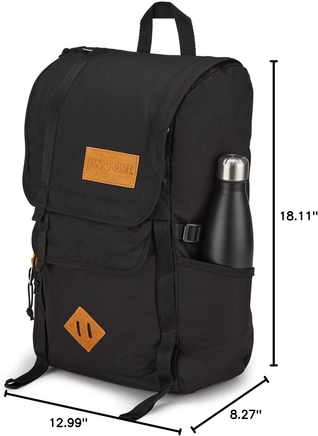 image:imageJanSport Hatchet Backpack 15inch Padded Laptop Compartment Dual Water Bottle Pockets Side Compression Straps Cargo GreenBlack