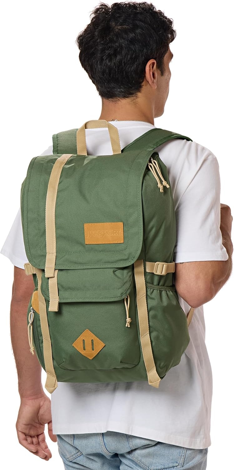 image:imageJanSport Hatchet Backpack 15inch Padded Laptop Compartment Dual Water Bottle Pockets Side Compression Straps Cargo GreenCargo Green