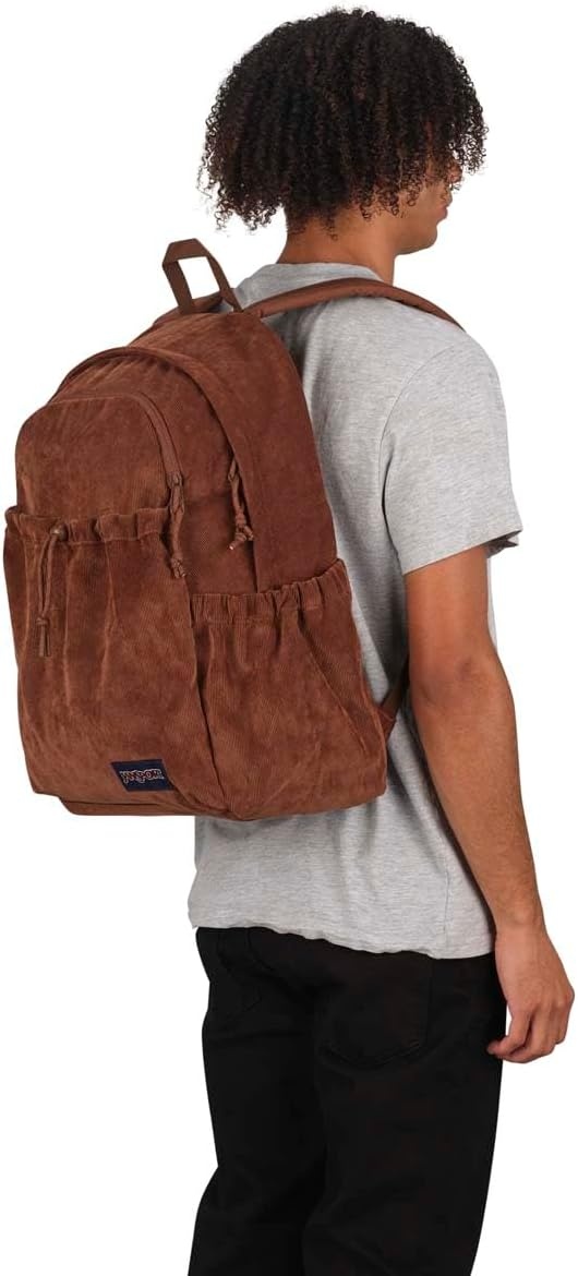 image:imageJanSport Lounge Pack FX Large Main Compartment Dual Water Bottle Pockets Front Drawcord Pocket Padded Laptop Sleeve Lavender Ash CorduroyBasic Brown