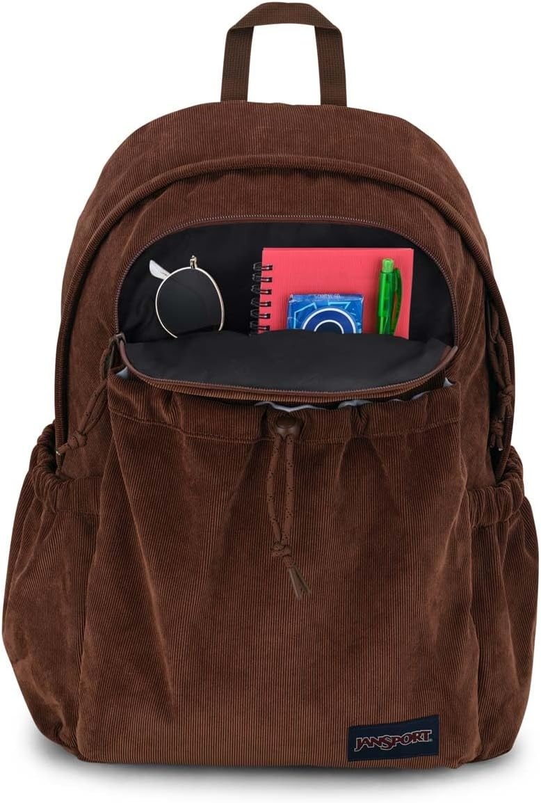image:imageJanSport Lounge Pack FX Large Main Compartment Dual Water Bottle Pockets Front Drawcord Pocket Padded Laptop Sleeve Lavender Ash CorduroyBasic Brown