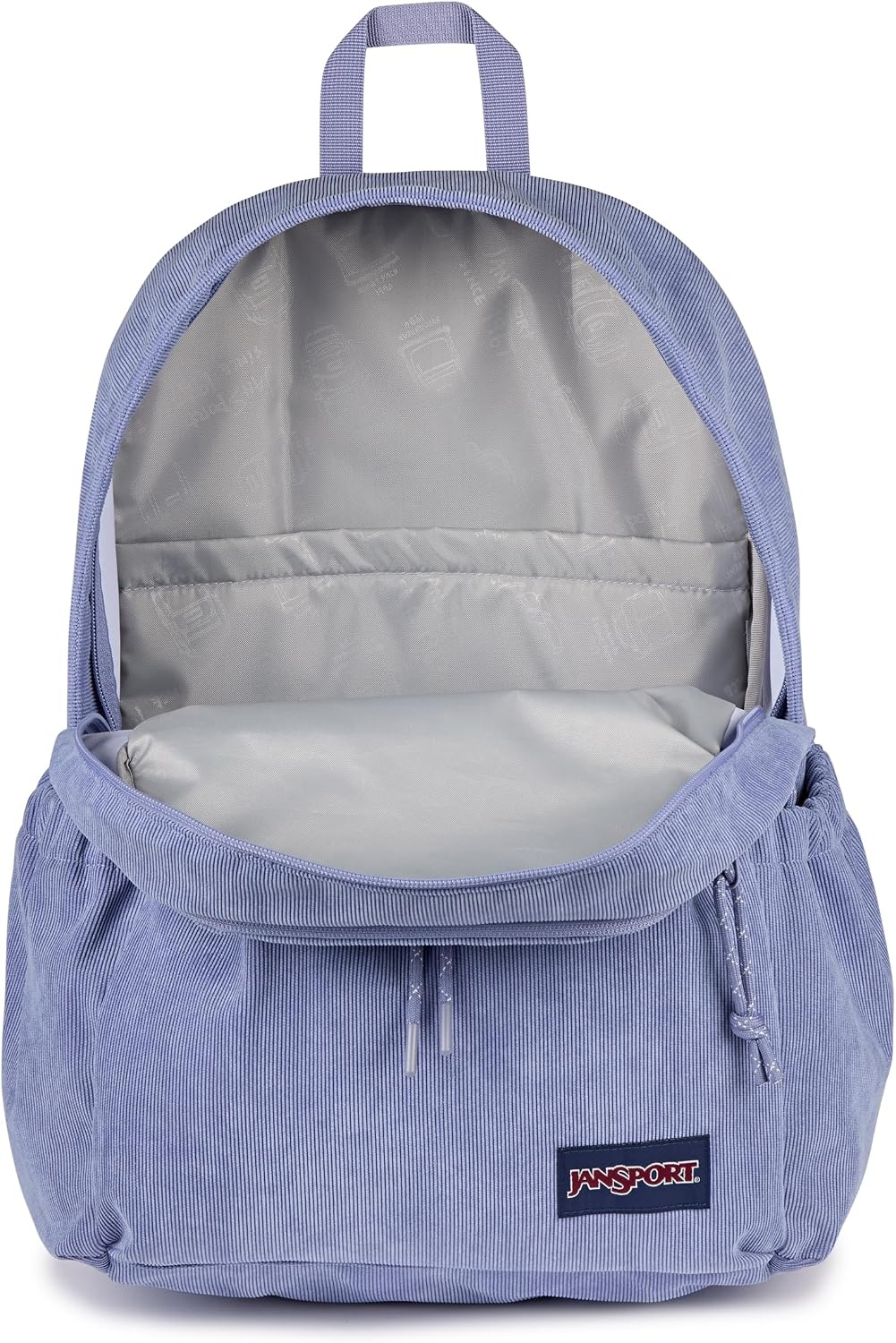 image:imageJanSport Lounge Pack FX Large Main Compartment Dual Water Bottle Pockets Front Drawcord Pocket Padded Laptop Sleeve Lavender Ash CorduroyLavender Ash Corduroy