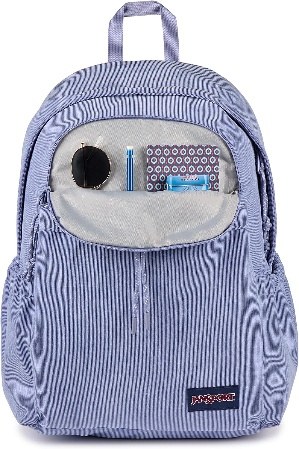 image:imageJanSport Lounge Pack FX Large Main Compartment Dual Water Bottle Pockets Front Drawcord Pocket Padded Laptop Sleeve Lavender Ash CorduroyLavender Ash Corduroy