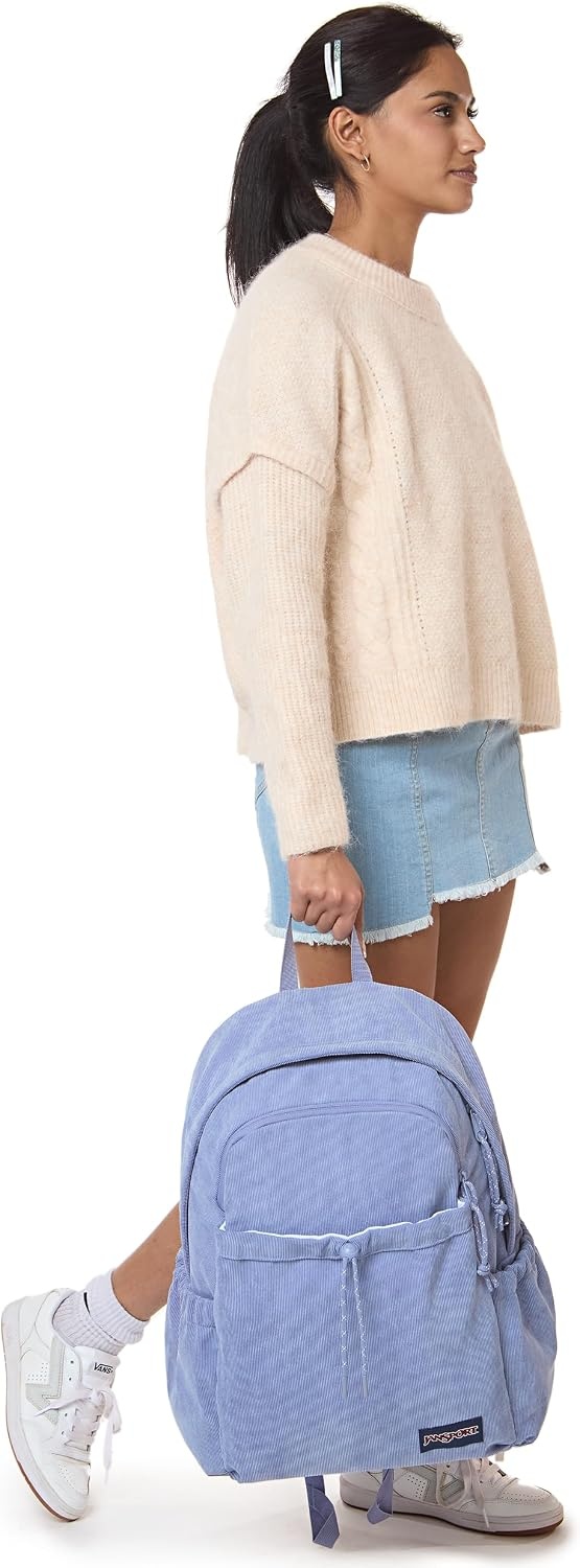 image:imageJanSport Lounge Pack FX Large Main Compartment Dual Water Bottle Pockets Front Drawcord Pocket Padded Laptop Sleeve Lavender Ash CorduroyLavender Ash Corduroy
