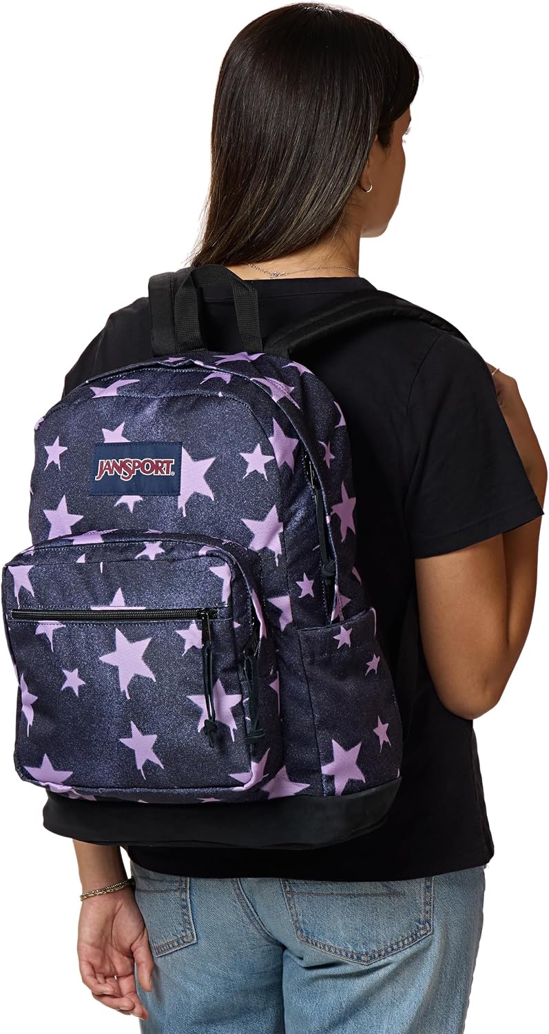 image:imageJanSport Right Pack Backpack Durable Daypack with Padded 15 Laptop Sleeve Spacious Main Compartment amp Integrated Water Bottle Pocket Sprayed Stars Pastel LilacSprayed Stars Pastel Lilac