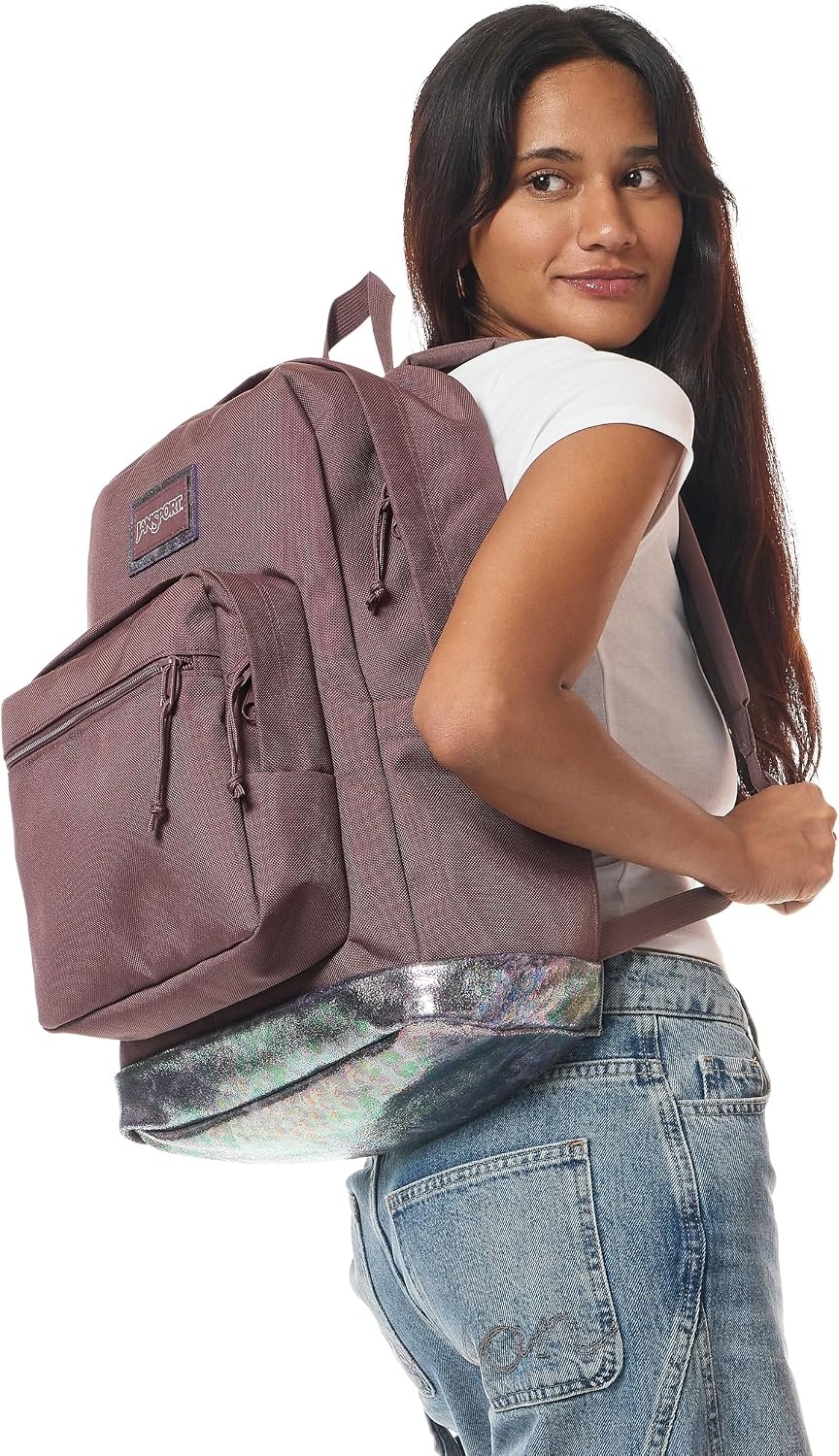image:imageJanSport Right Pack Expressions Backpack Travel Work or Laptop Bag Curry CorduroyBog Glam Suede Mahogany HazeBrnPink