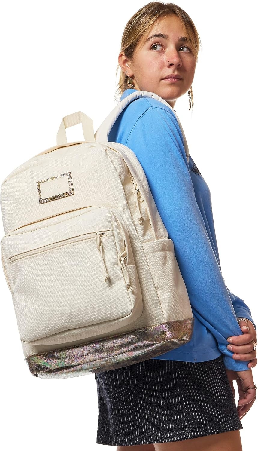 image:imageJanSport Right Pack Expressions Backpack Travel Work or Laptop Bag Curry CorduroyBog Glam Suede Moon FlowerBrown