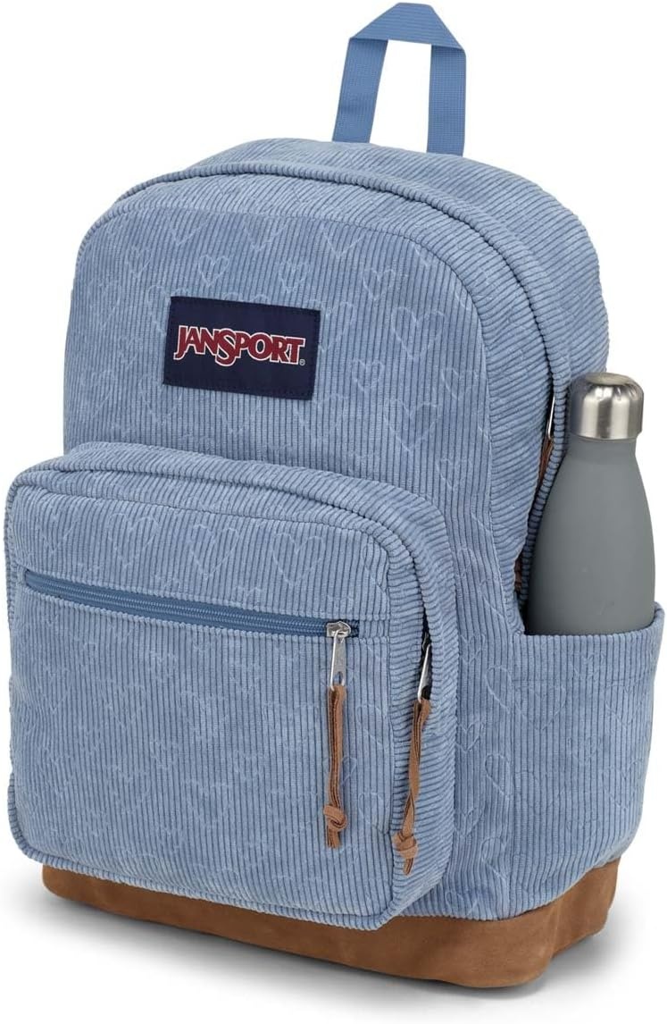 image:imageJanSport Right Pack Expressions Backpack Travel Work or Laptop Bag Curry CorduroyEmbossed Hearts Blue