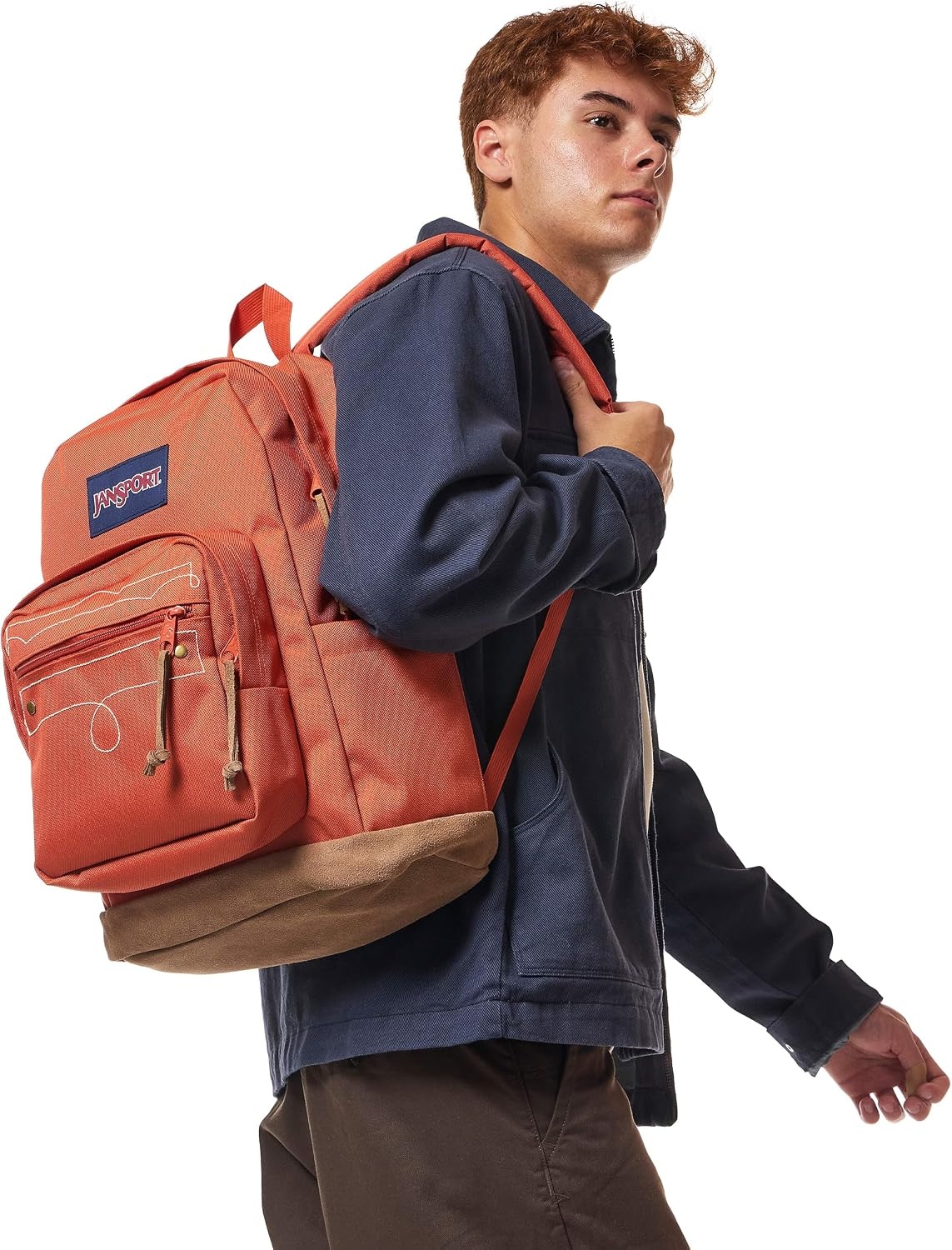 image:imageJanSport Right Pack Expressions Backpack Travel Work or Laptop Bag Curry CorduroyWestbound Embroidery Dune RedBrownTan