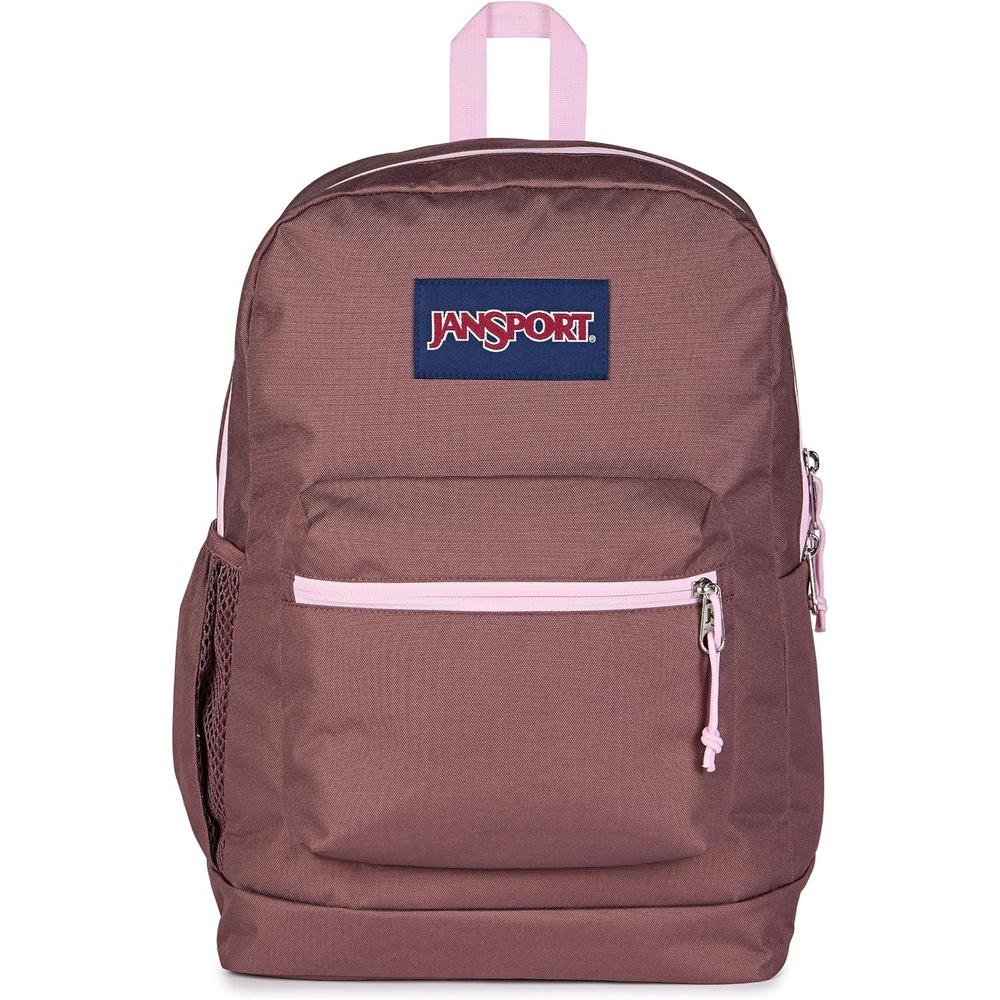 image:imageJanSport Cross Town Plus Backpack Large Main Compartment Side Water Bottle Pocket 15Inch Padded Laptop Sleeve Emerald PoolColor Blocked Mahogany HazePink Ice