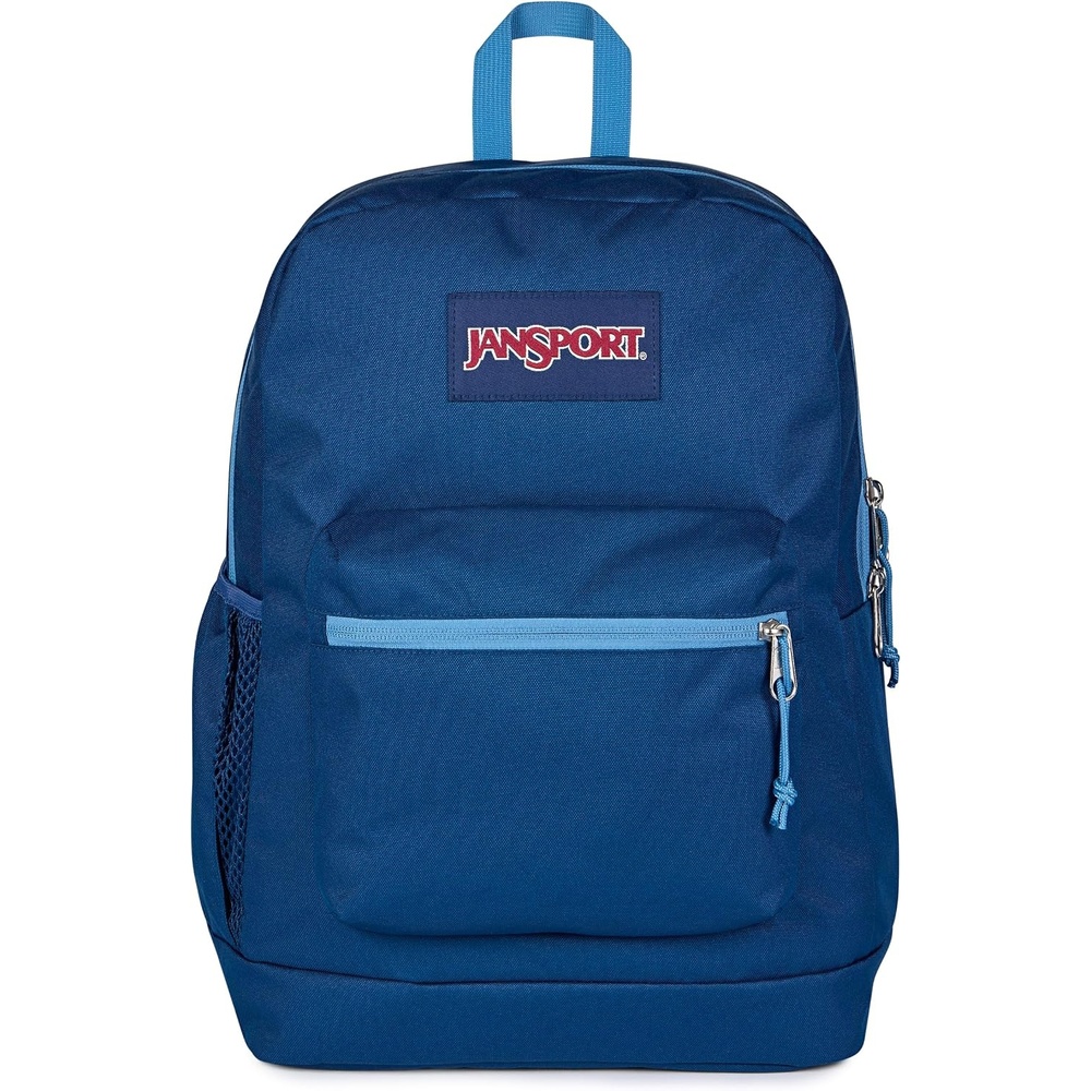 image:imageJanSport Cross Town Plus Backpack Large Main Compartment Side Water Bottle Pocket 15Inch Padded Laptop Sleeve Emerald PoolColor Blocked NavyElemental BlueEle