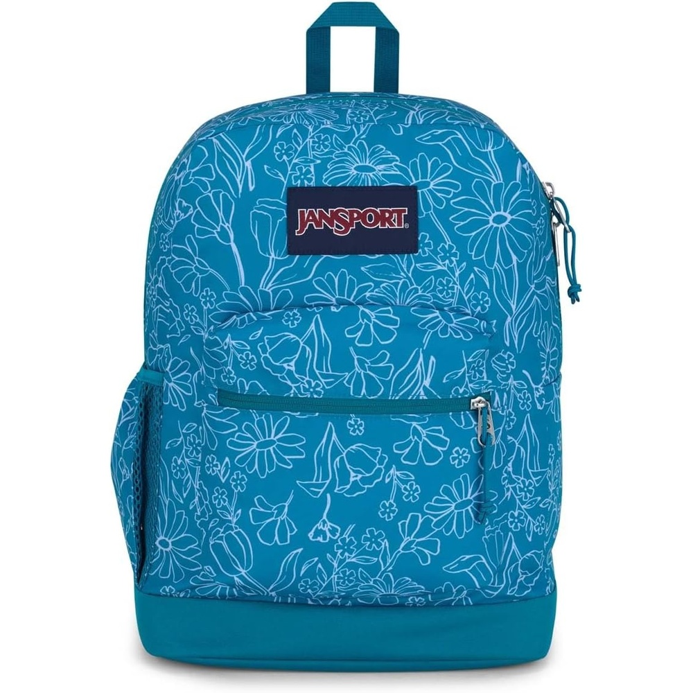 image:imageJanSport Cross Town Plus Backpack  Large Main Compartment Side Water Bottle Pocket 15Inch Padded Laptop Sleeve  Emerald PoolDelightful Daisies Green