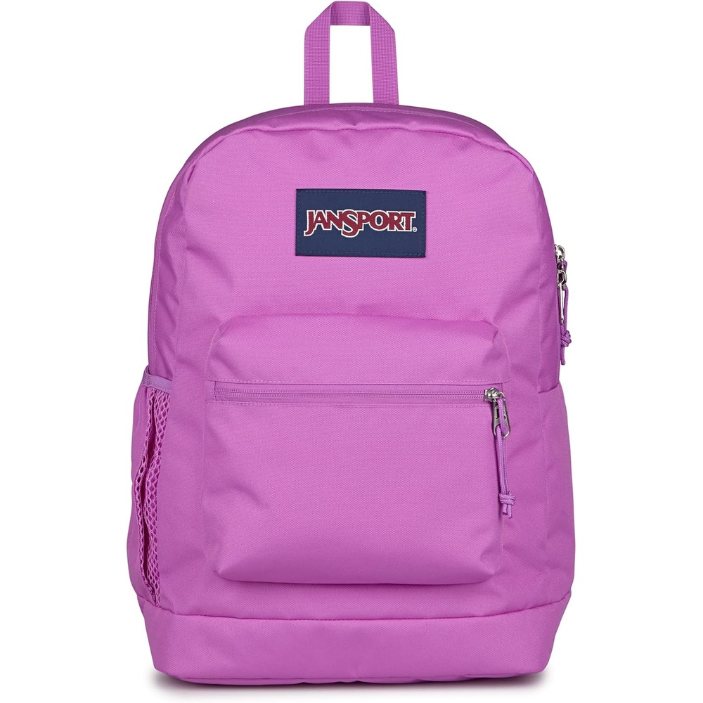image:imageJanSport Cross Town Plus Backpack Large Main Compartment Side Water Bottle Pocket 15Inch Padded Laptop Sleeve Emerald PoolDigital Fuchsia
