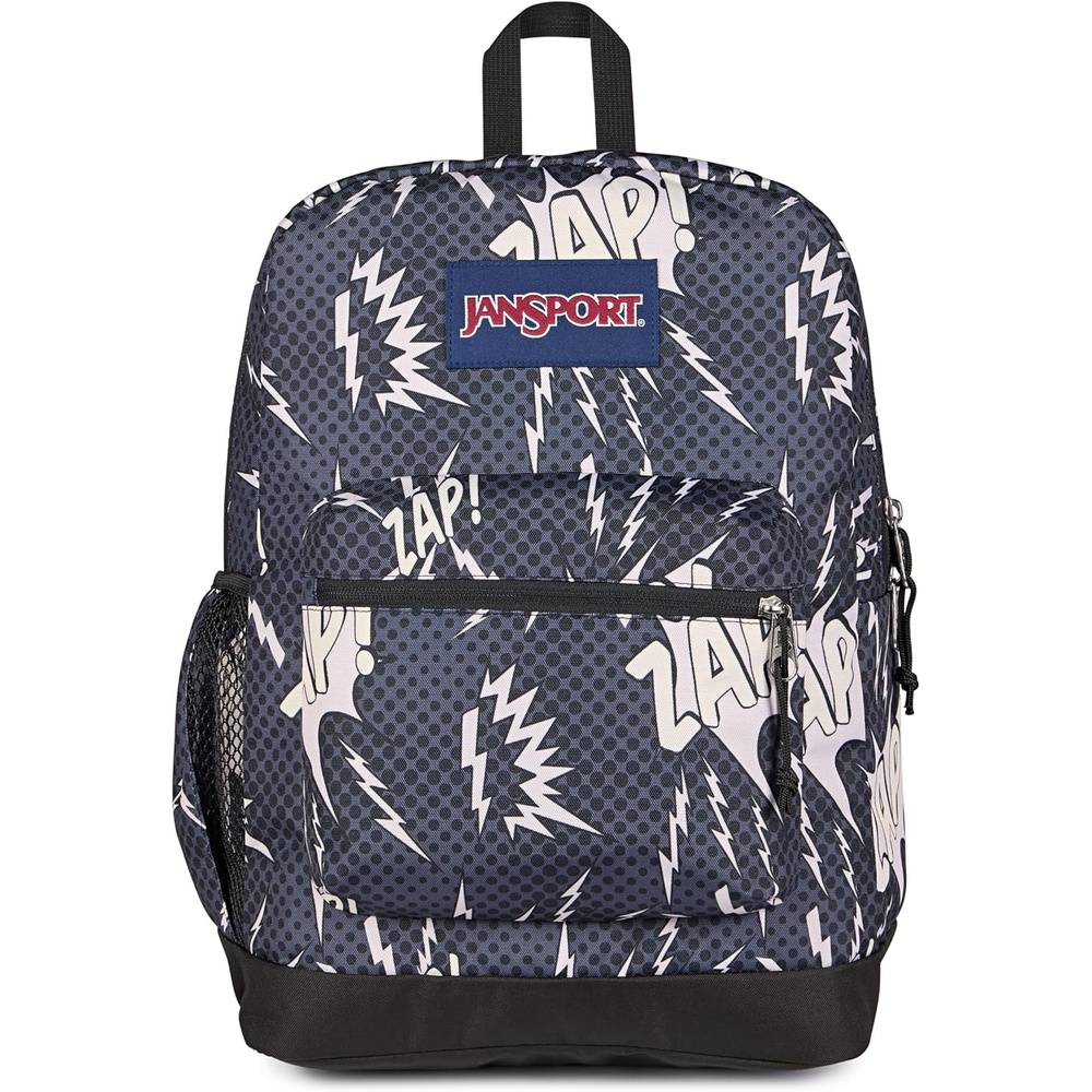 image:imageJanSport Cross Town Plus Backpack Large Main Compartment Side Water Bottle Pocket 15Inch Padded Laptop Sleeve Emerald PoolHigh Voltage BlackGreyCharcoal