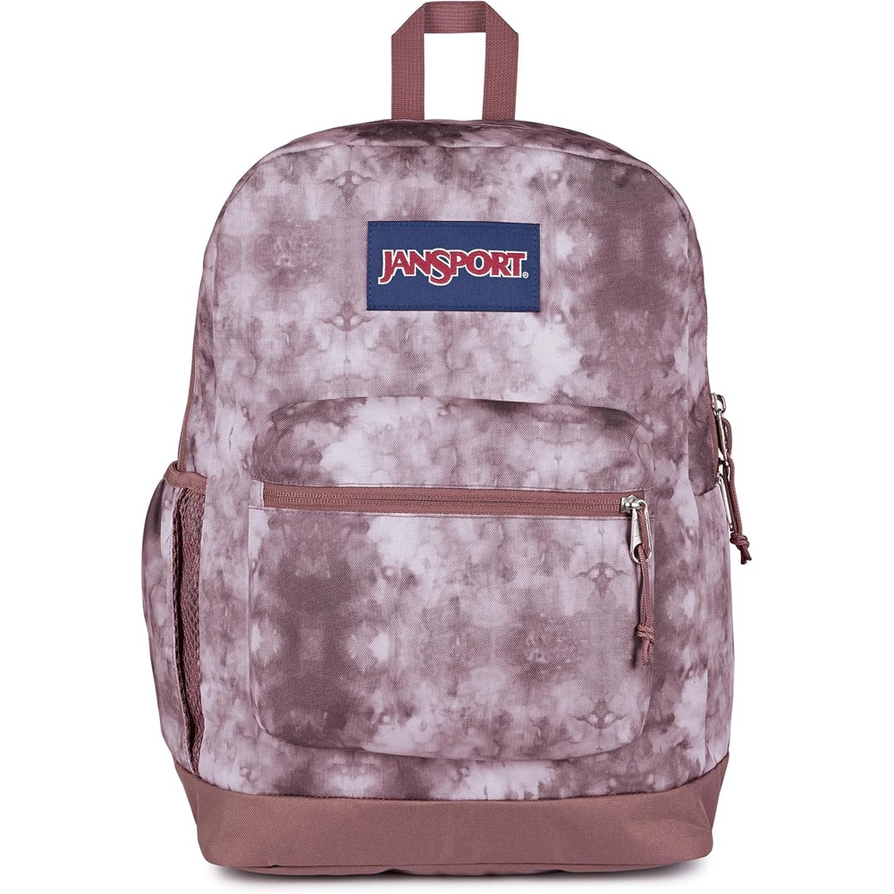 image:imageJanSport Cross Town Plus Backpack Large Main Compartment Side Water Bottle Pocket 15Inch Padded Laptop Sleeve Emerald PoolIce Dye Mahogany HazeWhite