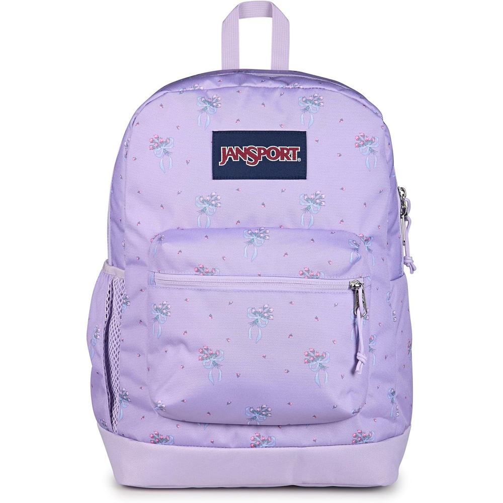 image:imageJanSport Cross Town Plus Backpack Large Main Compartment Side Water Bottle Pocket 15Inch Padded Laptop Sleeve Emerald PoolPastel Petals LilacBluePinkGreen