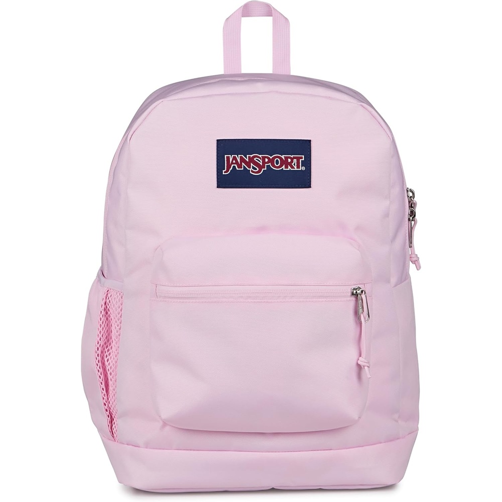 image:imageJanSport Cross Town Plus Backpack Large Main Compartment Side Water Bottle Pocket 15Inch Padded Laptop Sleeve Emerald PoolPink Ice