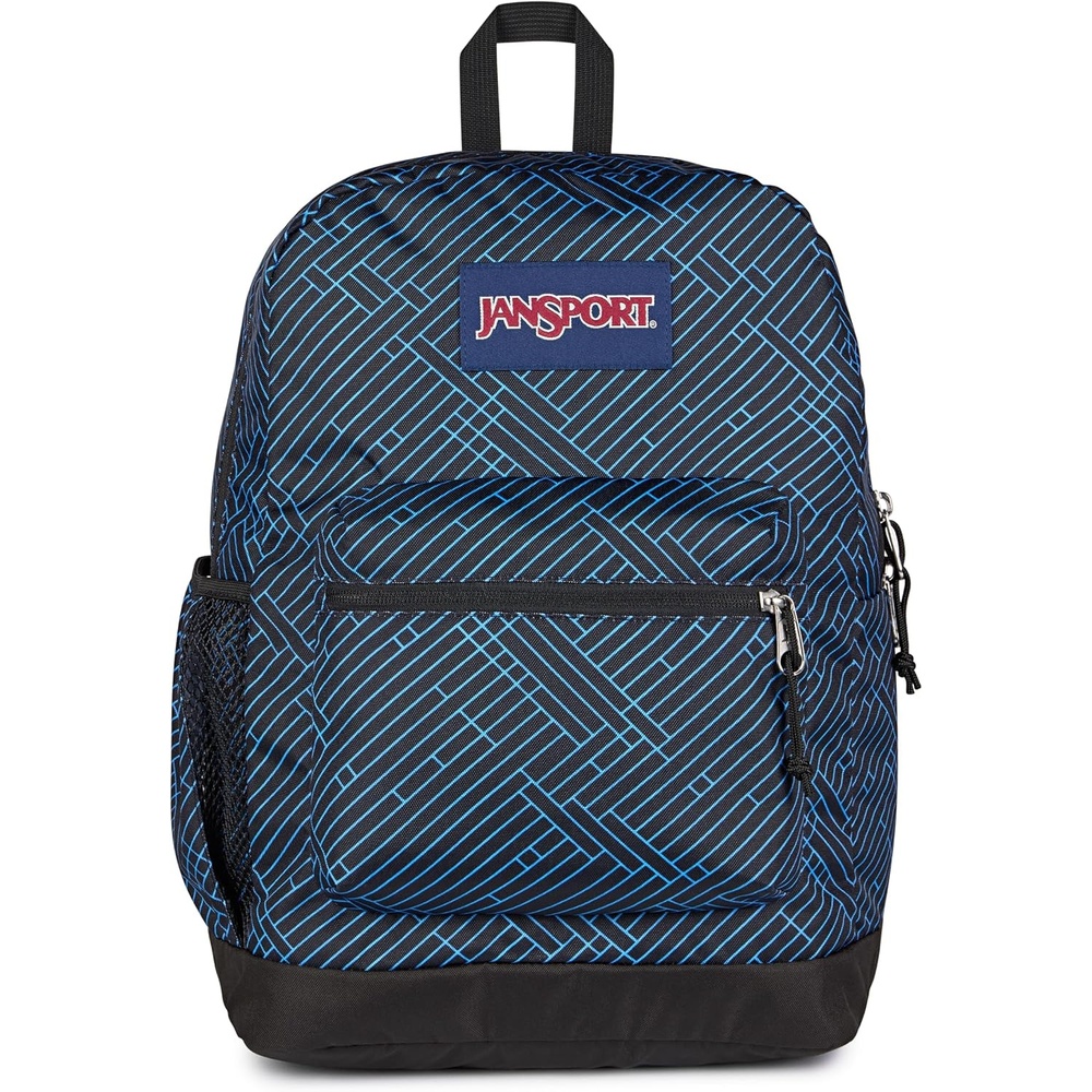 image:imageJanSport Cross Town Plus Backpack Large Main Compartment Side Water Bottle Pocket 15Inch Padded Laptop Sleeve Emerald PoolTeam Stripes BlackBlackAzul