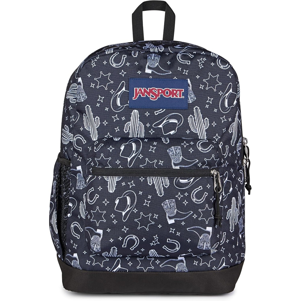 image:imageJanSport Cross Town Plus Backpack Large Main Compartment Side Water Bottle Pocket 15Inch Padded Laptop Sleeve Emerald PoolWild West Escape BlackBlackWhite