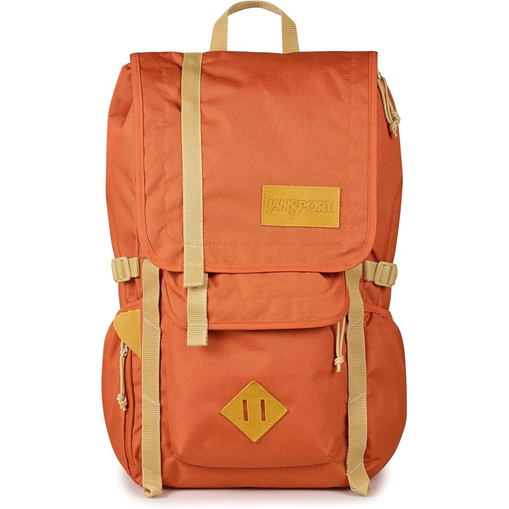 image:imageJanSport Hatchet Backpack 15inch Padded Laptop Compartment Dual Water Bottle Pockets Side Compression Straps Cargo GreenDune Red