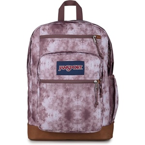 JanSport Cool Backpack, with 15-inch Laptop Sleeve – Large Computer Bag Rucksack with 2 Compartments, Ergonomic Straps, Russet Red(Ice Dye Mahogany Haze/White)