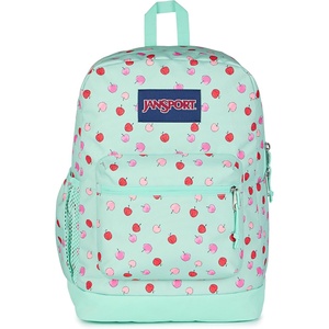 JanSport Cross Town Plus Backpack – Large Main Compartment, Side Water Bottle Pocket, 15-Inch Padded Laptop Sleeve – Emerald Pool(Apple Orchard Magic Mint/Pink/Red)
