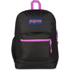 JanSport Cross Town Plus Backpack – Large Main Compartment, Side Water Bottle Pocket, 15-Inch Padded Laptop Sleeve – Emerald Pool(Color Blocked Black/Digital Fuchsia/D)