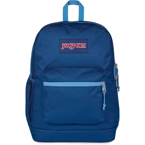 JanSport Cross Town Plus Backpack – Large Main Compartment, Side Water Bottle Pocket, 15-Inch Padded Laptop Sleeve – Emerald Pool(Color Blocked Navy/Elemental Blue/Ele)