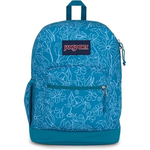 JanSport Cross Town Plus Backpack – Large Main Compartment, Side Water Bottle Pocket, 15-Inch Padded Laptop Sleeve – Emerald Pool(Delightful Daisies Green)
