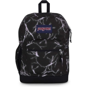JanSport Cross Town Plus Backpack – Large Main Compartment, Side Water Bottle Pocket, 15-Inch Padded Laptop Sleeve – Emerald Pool(Electric Bolts)